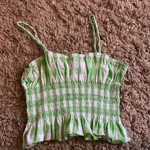 Green plaid tank top crop top